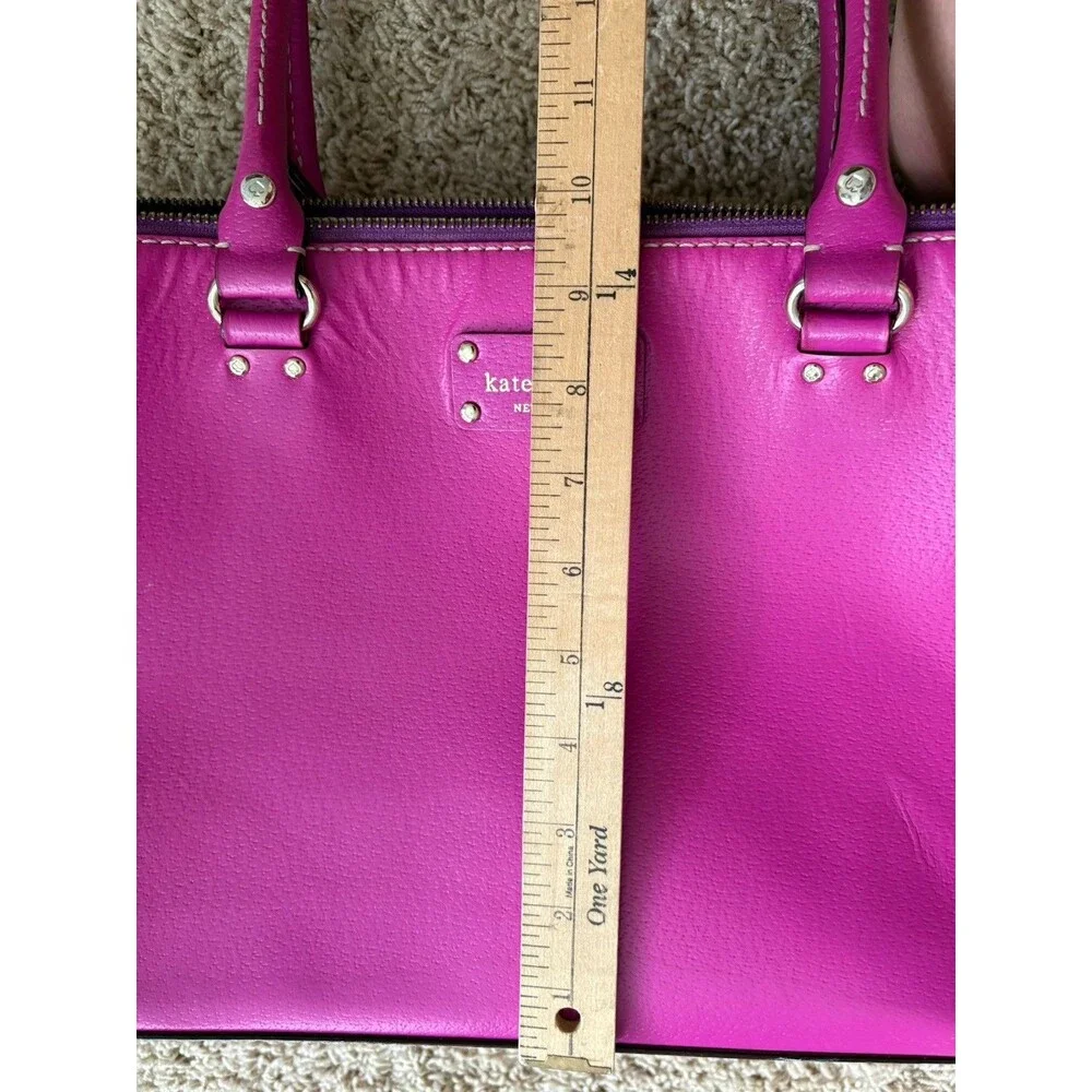 Kate Spade New York Wellesley Leather Tote Bag Fuchsia Pink Large Zippered Top